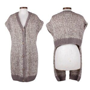 MAISON MARGIELA MM6 light gray alpaca wool blend uneven body cardigan